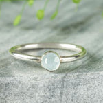 Aquamarine Rosecut Sterling Silver Stacking Ring Lunar Moth Jewellery