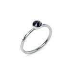 Black Spinel Sterling Silver Hammered Ring side View on a white background