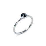 Black Spinel Sterling Silver Hammered Ring side View on a white background