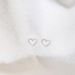 Mini Heart Sterling Earrings Silk Background