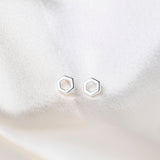 Hexagon Sterling Silver Earrings