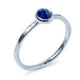 Laos Sterling Silver Stacking Ring hammered textured band on white background