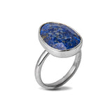 Lapis Gemstone Statement Sterling Silver Ring on white background