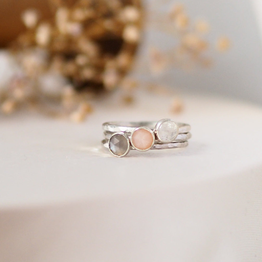 Moonstone Trio Sterling Silver Stacking Rings