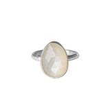 Moonstone Gemstone Sterling Silver Ring shown on white background