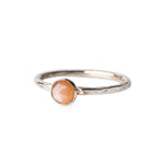 Peach Moonstone Rosecut gemstone set in hammeted textured Sterling Silver Ring.