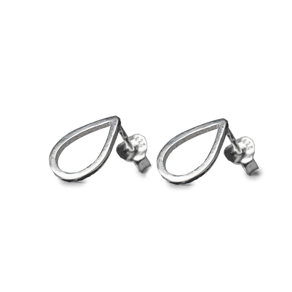 Pear Sterling Silver Earrings on white Background