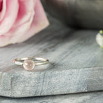 Rose Quartz Rosecut Sterling Silver Stacking Ring Lunar Moth Jewellery