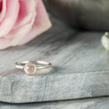 Rose Quartz Rosecut Sterling Silver Stacking Ring Lunar Moth Jewellery