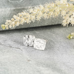 Square Hammered Sterling Silver Earrings Lunar Moth Jewellery