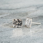 Square Hammered Sterling Silver Earrings Lunar Moth Jewellery