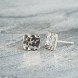 Square Hammered Sterling Silver Earrings Lunar Moth Jewellery