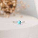 Turquoise Rosecut Hammered Sterling Silver Stacking Ring Lunar Moth Jewellery