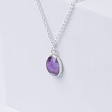 Amethyst Gemstone Pendent Sterling Silver Necklace displayed on whitebox