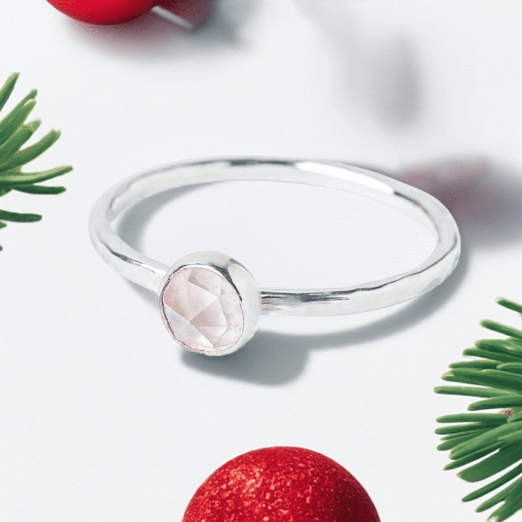 Christmas Gift Rose Quartz Stacking Ring Symbol of Peace