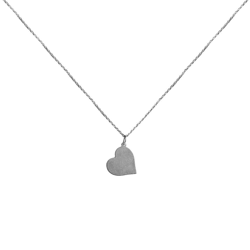 Heart Sterling Silver Necklae on White Background