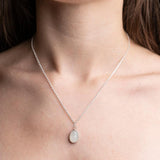Sterling Silver Moonstone Pendent Necklace, worn on a model