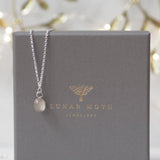 Moonstone Pendent Sterling Silver Necklace on a Lunar Moth Jewellery Box