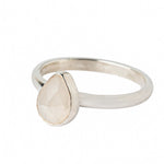 Handmade Sterling Silver Moonstone Pear Gemstone Ring on a white background.