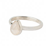 Handmade Sterling Silver Moonstone Pear Gemstone Ring on a white background.