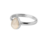 Handmade Sterling Silver Moonstone Pear Gemstone Ring on a white background.