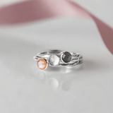 Moonstone Gemstone Sterling Silver Stacking Rings Set