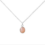 Handmade Pink Opal Gemstone Pendent set in Sterling Silver, displayed on a white background
