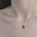 Sterling Silver Heart Shaped Necklace worn on model.
