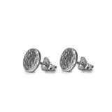Round Hammered Sterling Silver Earrings on a white background