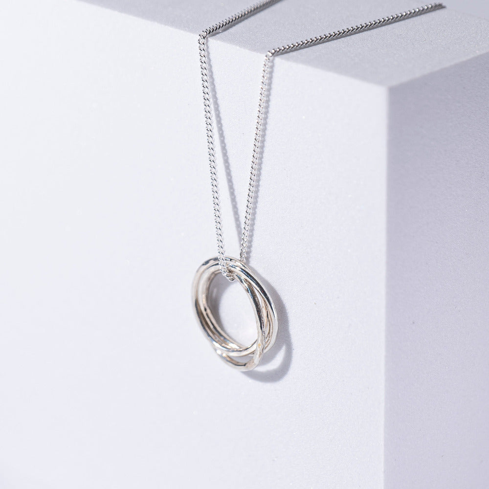 Russian Ring Necklace Sterling Silver on White Box