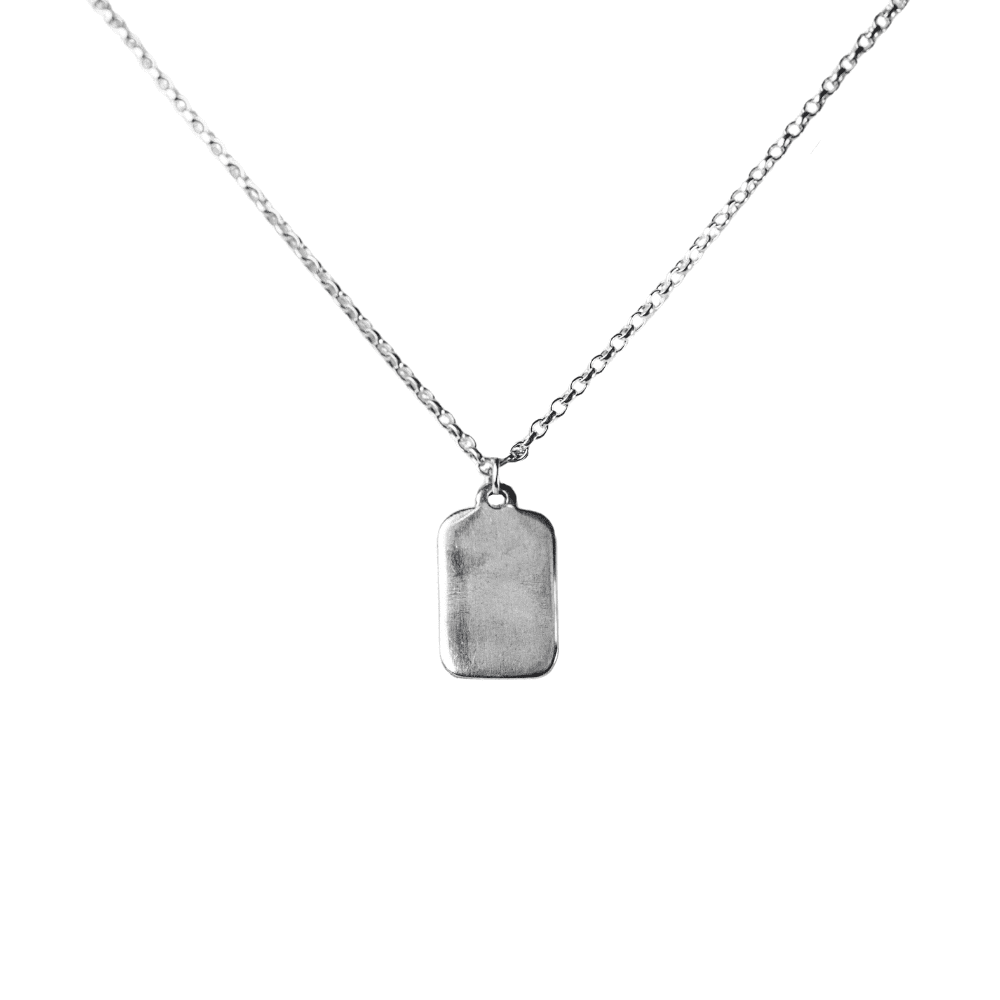 Tag Sterling Silver Necklace on White Background
