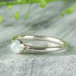 Aquamarine Rosecut Sterling Silver Stacking Ring Lunar Moth Jewellery