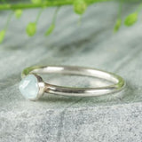 Aquamarine Rosecut Sterling Silver Stacking Ring Lunar Moth Jewellery