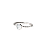 Handmade Aquamarine Rosecut Hammered Sterling Silver Stacking Ring