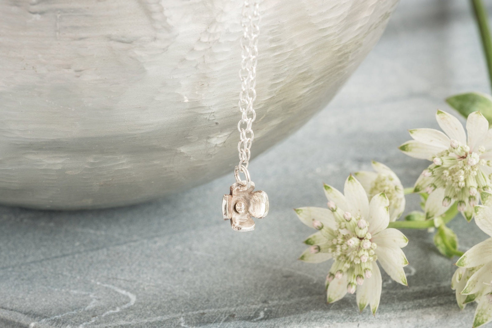 Blossom Flower Sterling Silver Necklace Lunar Moth Jewellery