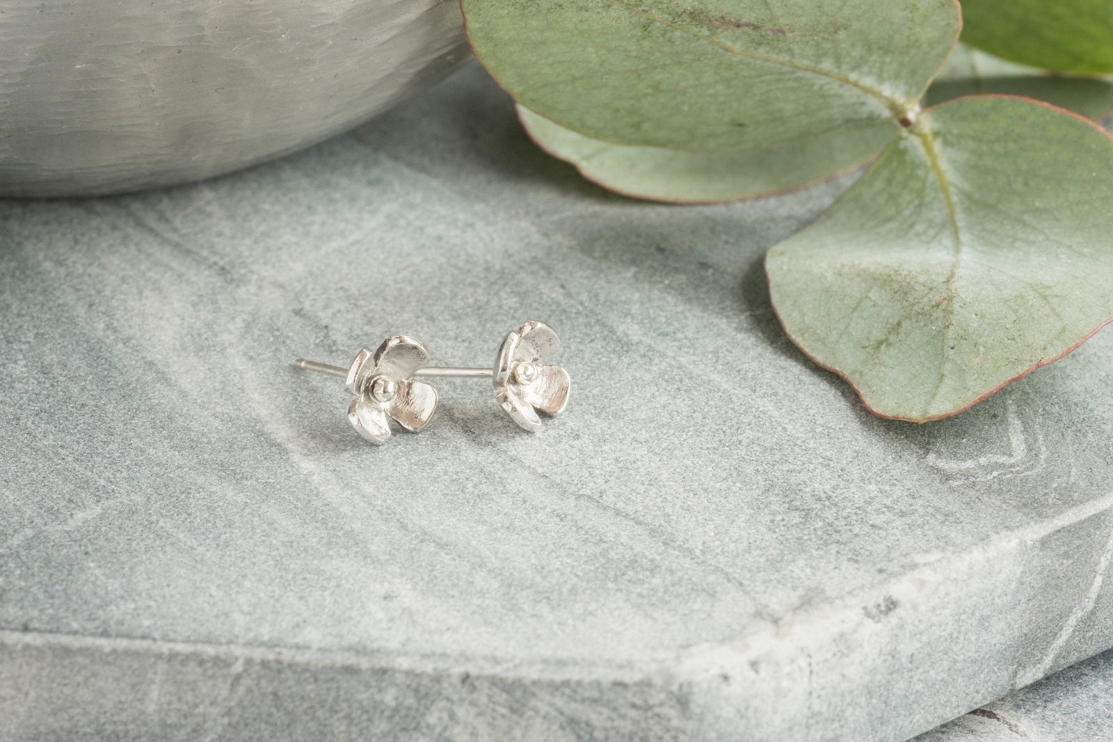 Blossom Flower Sterling Silver Stud Earrings Lunar Moth Jewellery