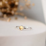 Citrine Rosecut Hammered Sterling Silver Stacking Ring Lunar Moth Jewellery