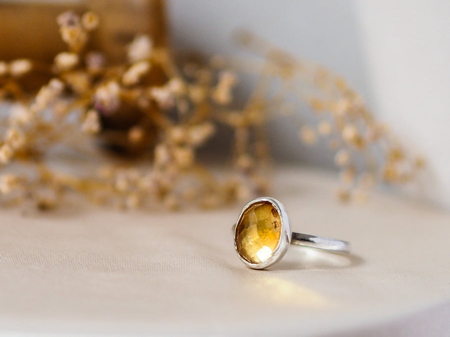 Citrine Rosecut Sterling Silver Statement Ring Lunar Moth Jewellery