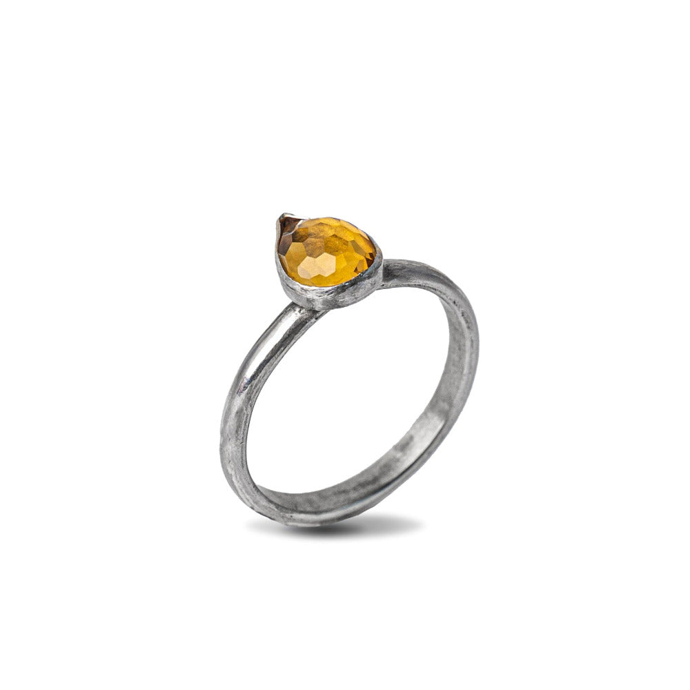 Citrine Gemstone Statememnt Sterling Silver Ring show on white background