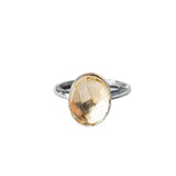 Citrine Gemstone Statement Sterling Silver Ring on white background