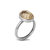 Citrine Gemstone Statement Sterling Silver Ring on white background