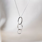 sterling silver drop necklace, ring necklace, circle pendant, 