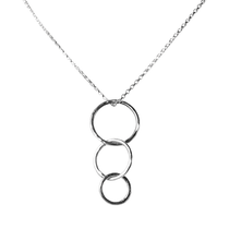 sterling silver drop necklace, ring necklace, circle pendant, 