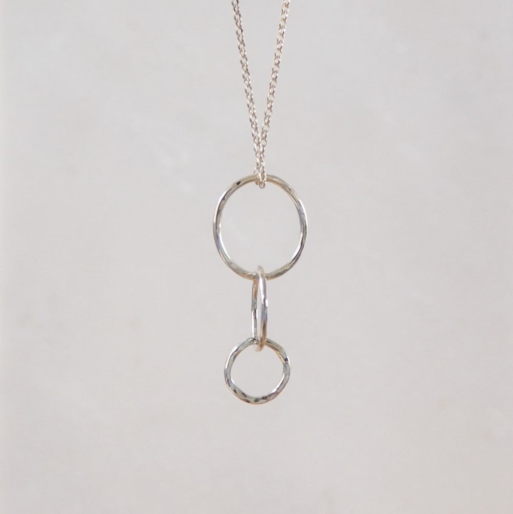 sterling silver drop necklace, ring necklace, circle pendant, 