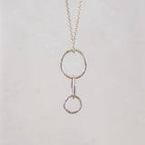 sterling silver drop necklace, ring necklace, circle pendant, 