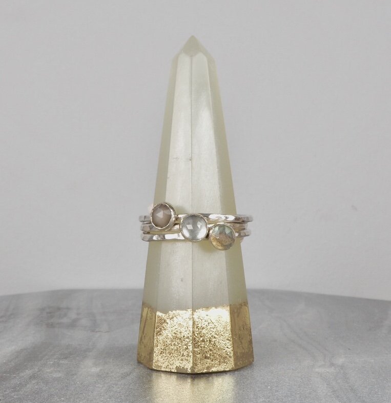 Dusk Sterling Silver Stacking Rings Lunar Moth Jewellery