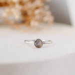 Grey Moonstone Rosecut Gemstone Sterling Silver Ring Lunar Moth Jewellery