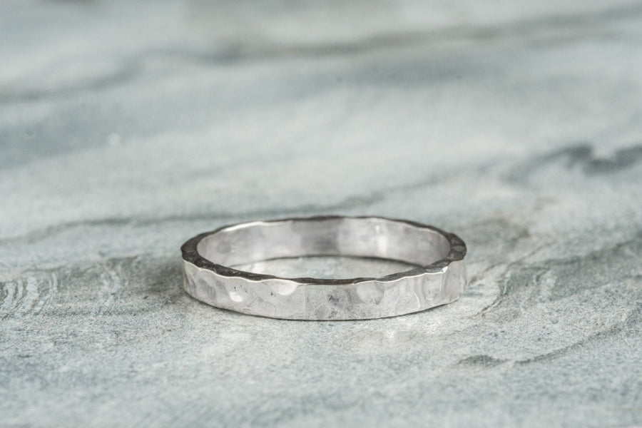 Hammered Sterling Silver Ring - 3mm Lunar Moth Jewellery