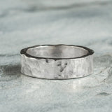 Hammered Sterling Silver Ring - 6mm Lunar Moth Jewellery