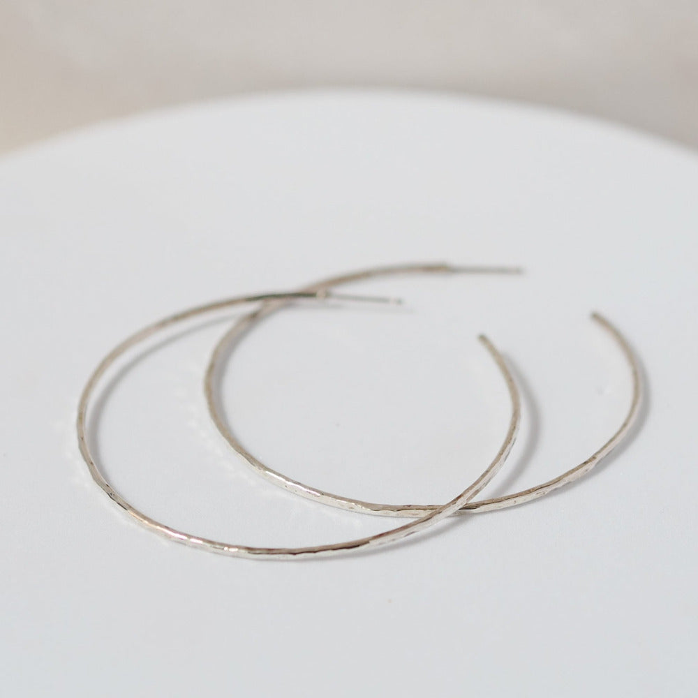 Hoop Hammered Sterling Silver Earrings Lunar Moth Jewellery